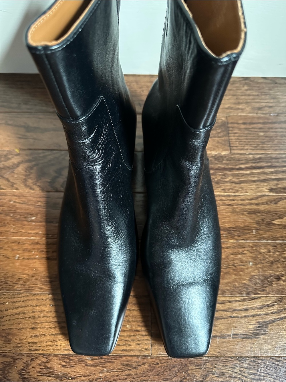 NWOB Madewell Lexie Ankle Boot Black Leather Block Heel Square Toe Size 8 - Picture 8 of 14